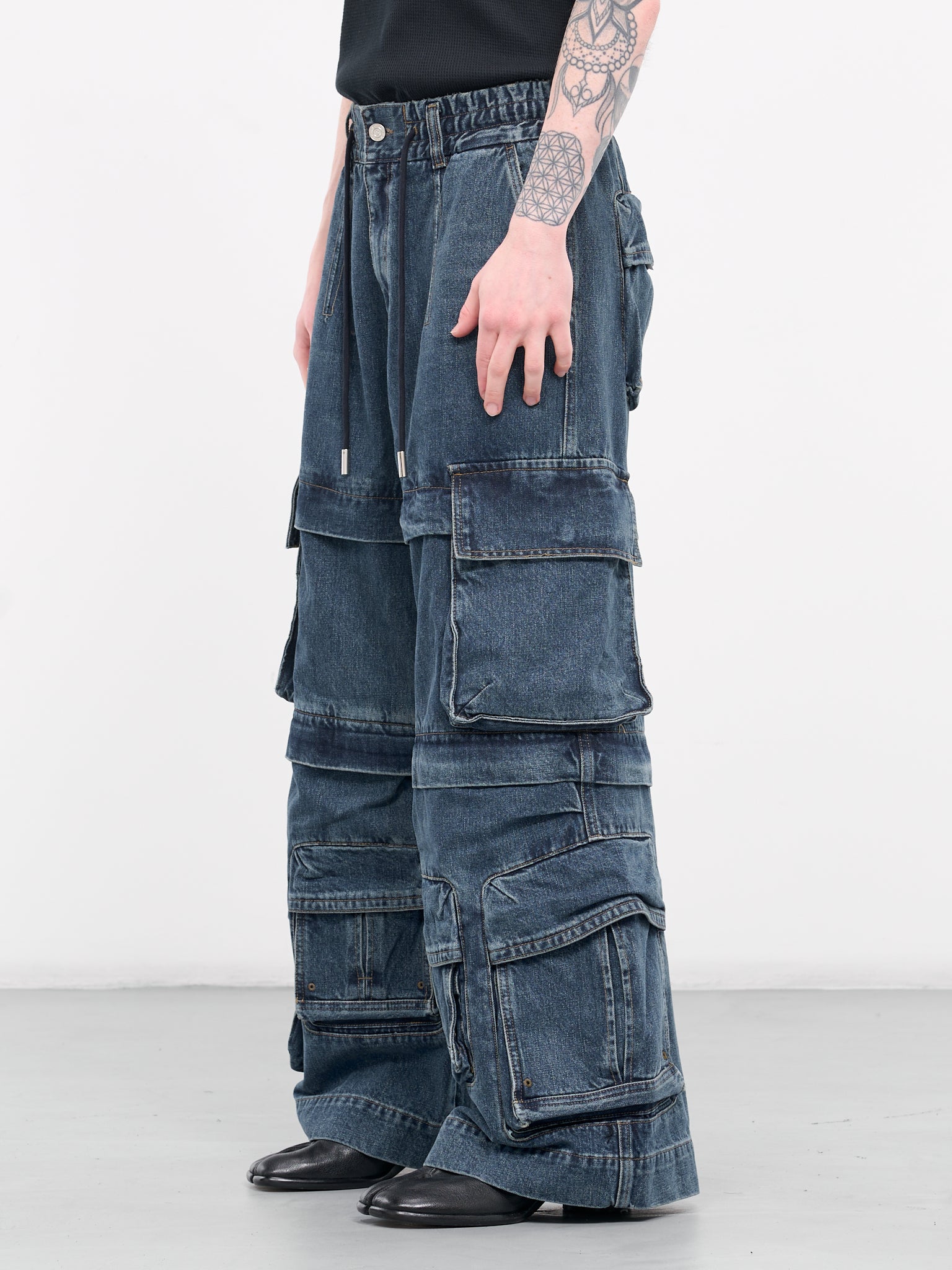 Distressed denim cargo pants in blue - Acne Studios