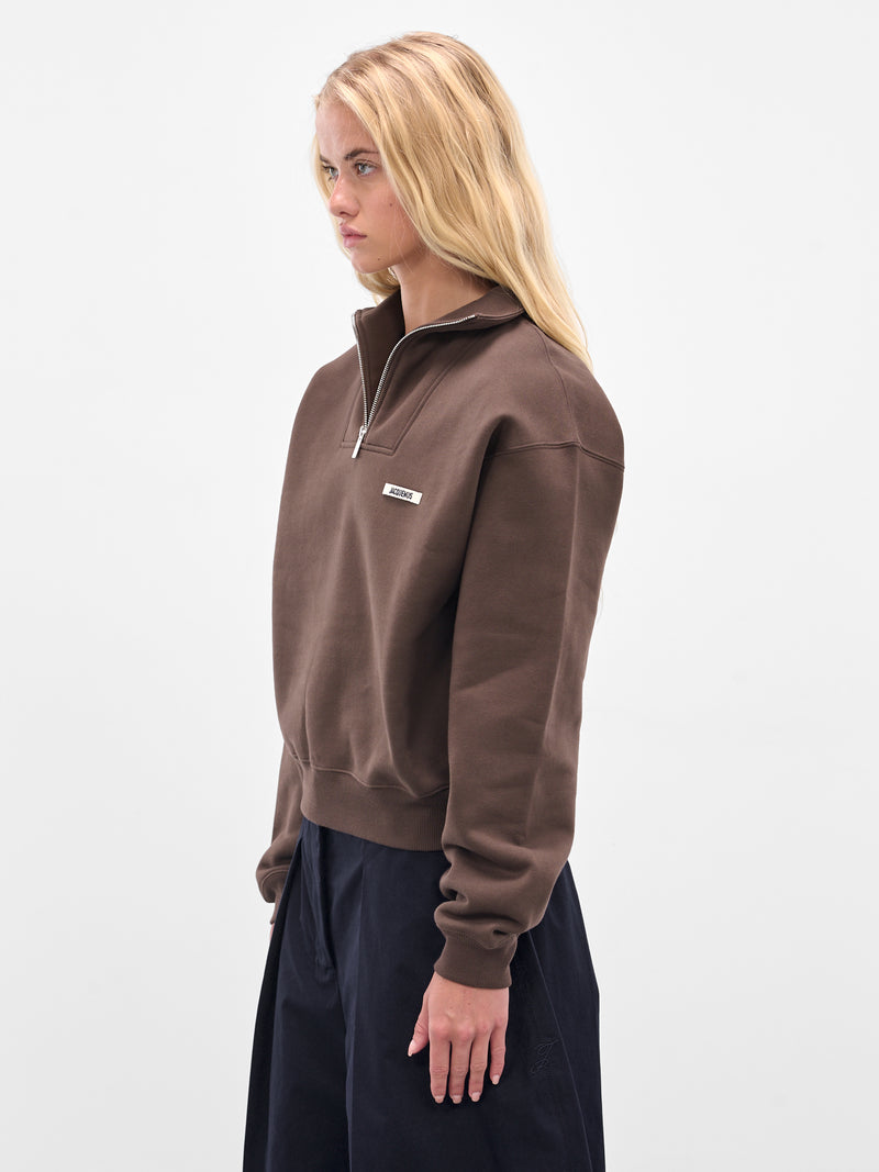 The Brown Zip Neck Sweatshirt (SSW00210AJ00174-DARK-BROWN)
