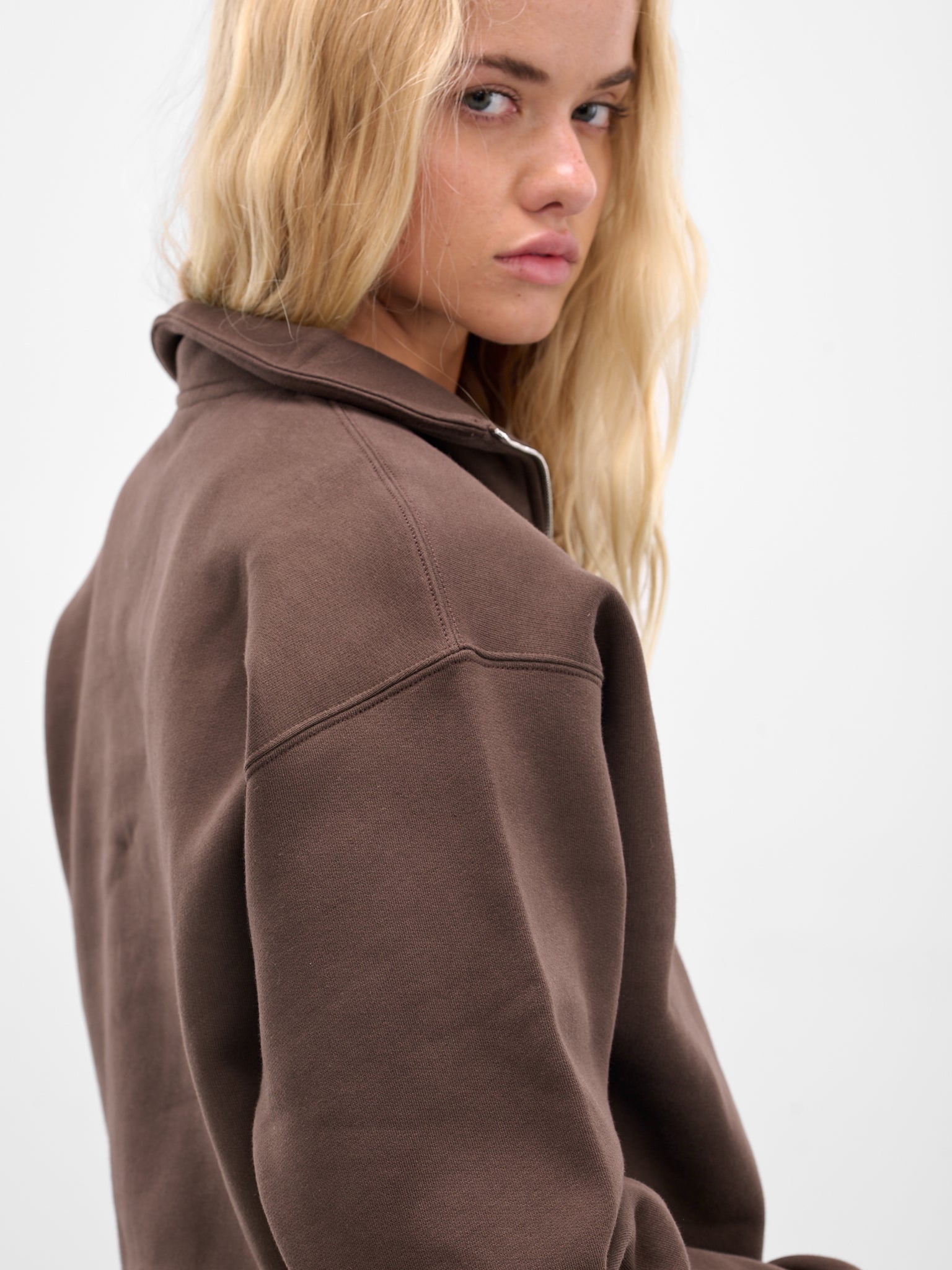 The Brown Zip Neck Sweatshirt (SSW00210AJ00174-DARK-BROWN)