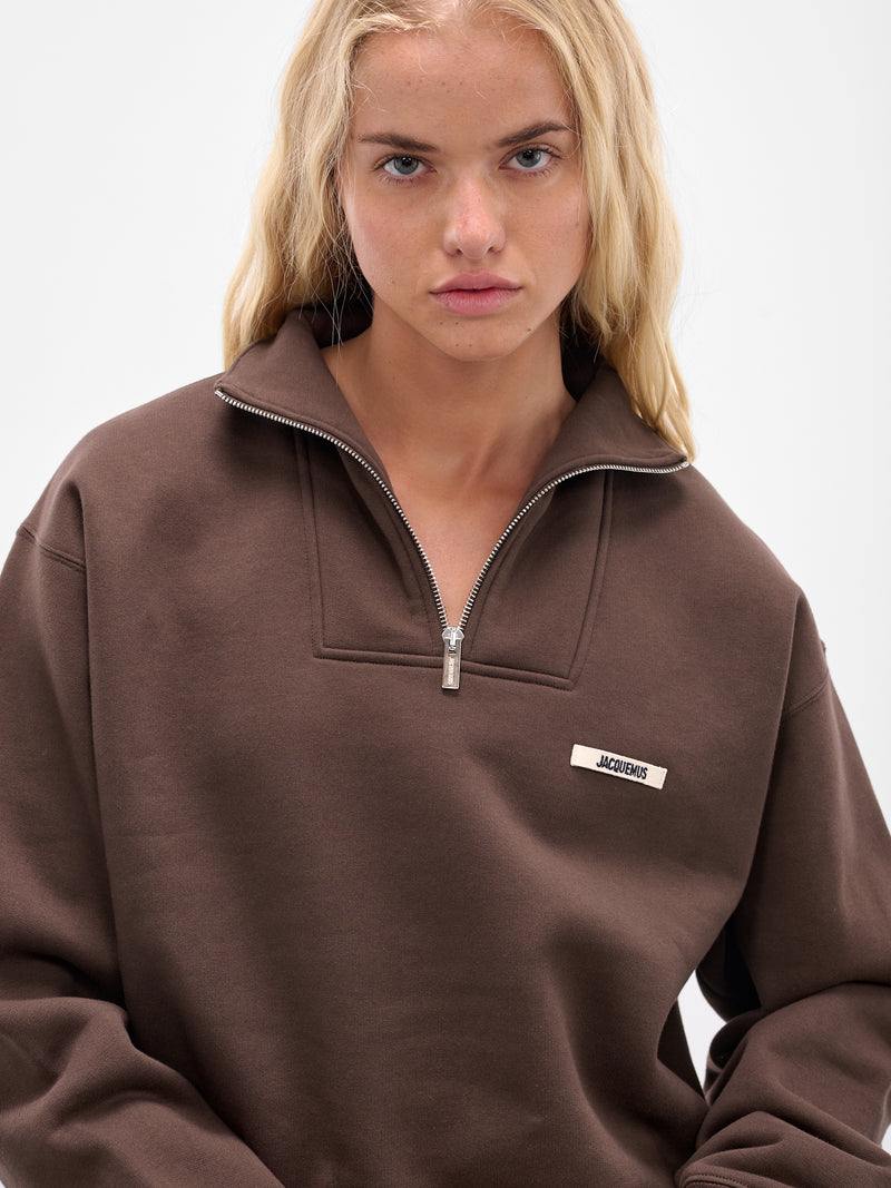 The Brown Zip Neck Sweatshirt (SSW00210AJ00174-DARK-BROWN)