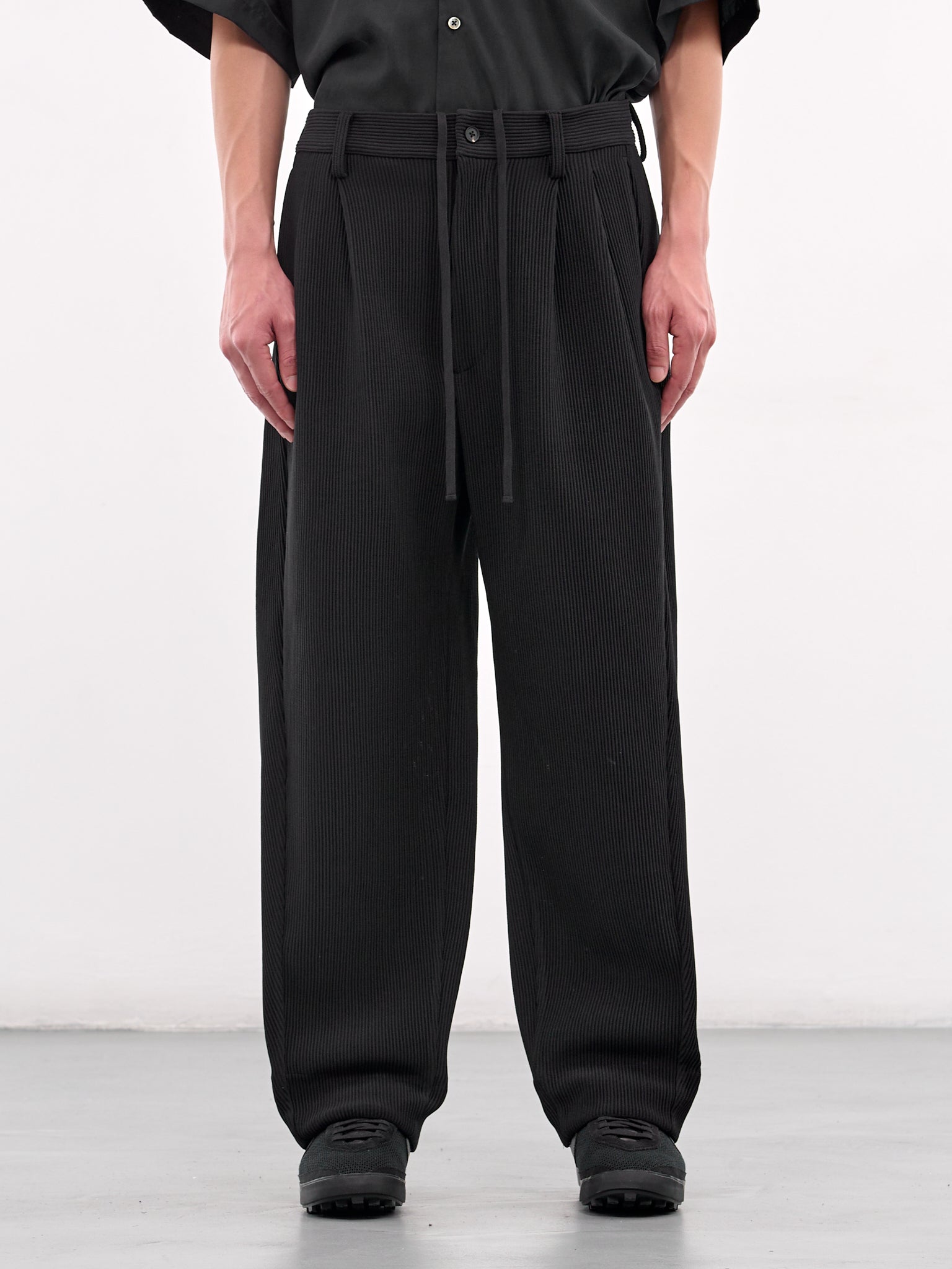 Ribbed Wide Leg Trousers (ST-1129-BLACK)