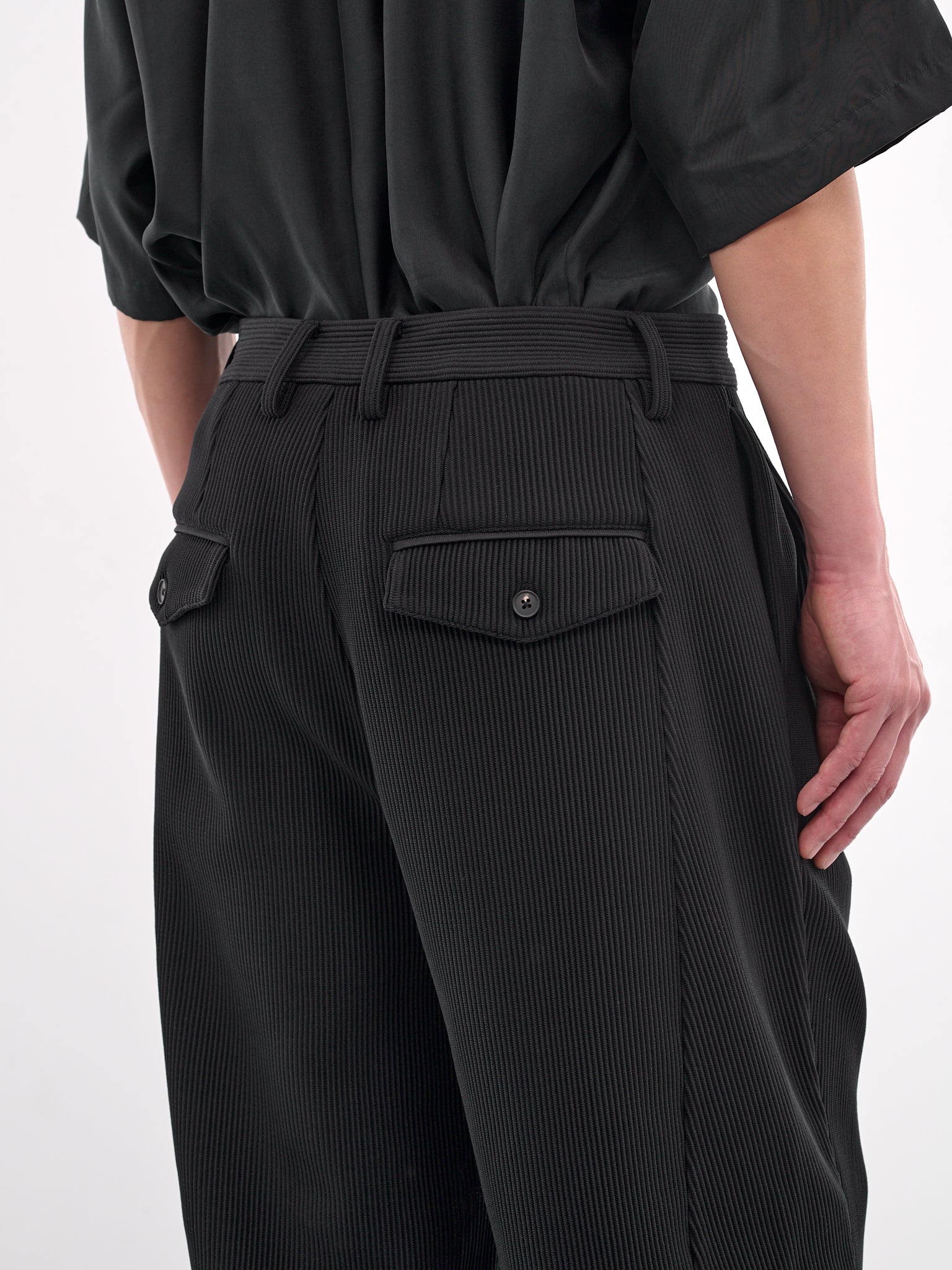 Ribbed Wide Leg Trousers (ST-1129-BLACK)