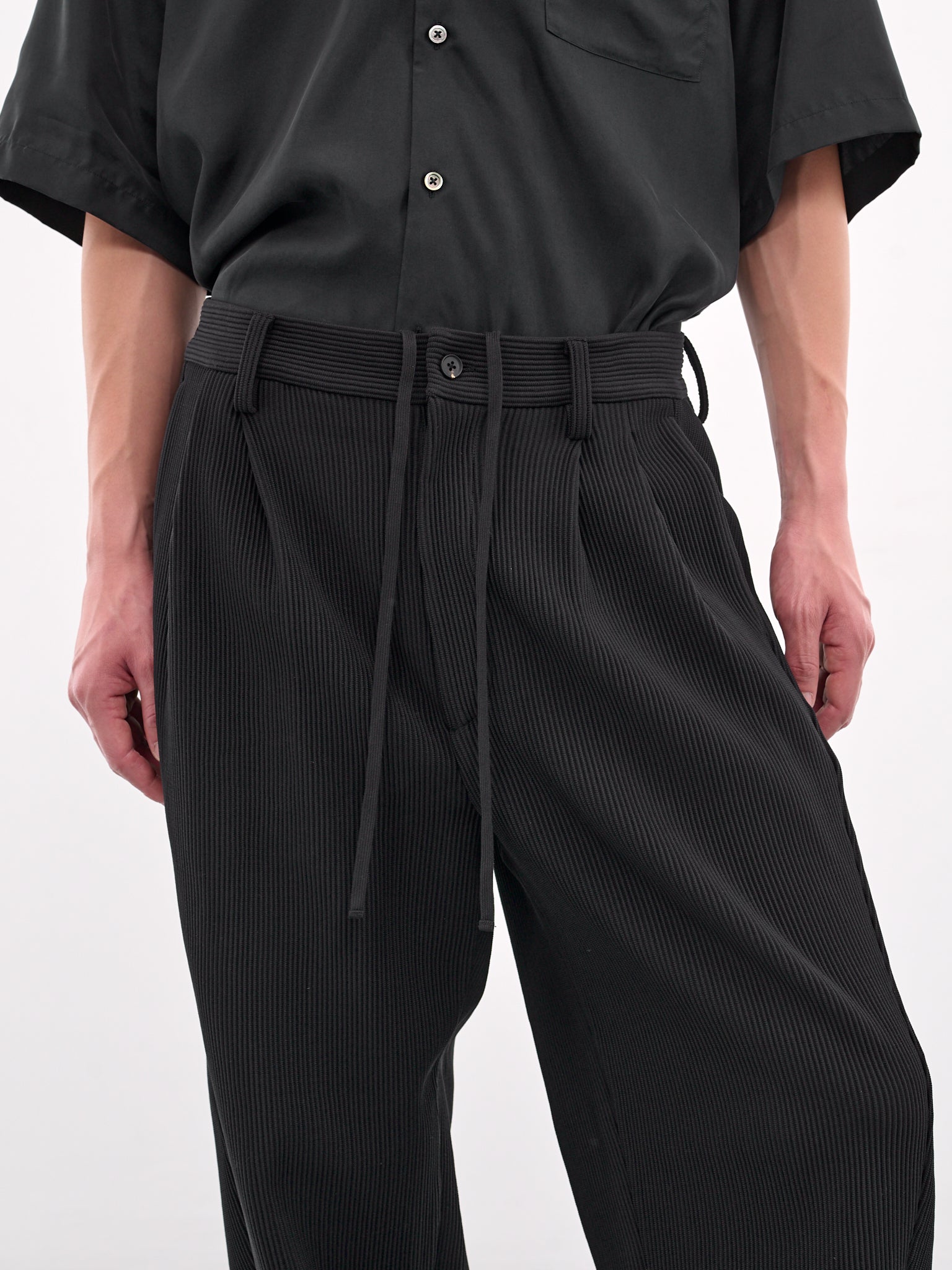 Ribbed Wide Leg Trousers (ST-1129-BLACK)