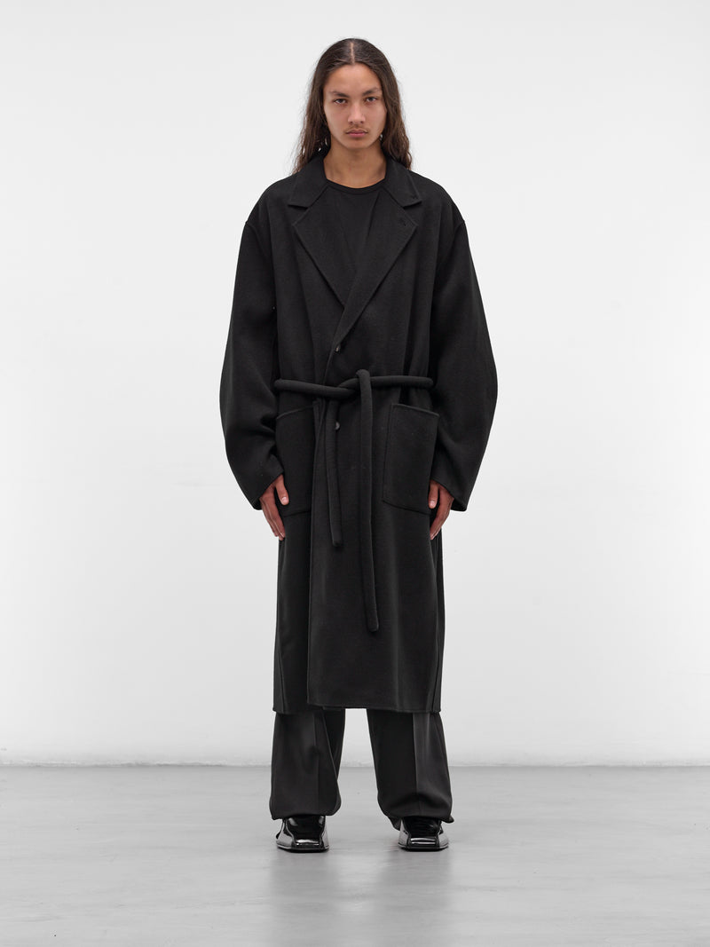 Black Wool-Cashmere Belted Coat (ST-1212-BLACK)