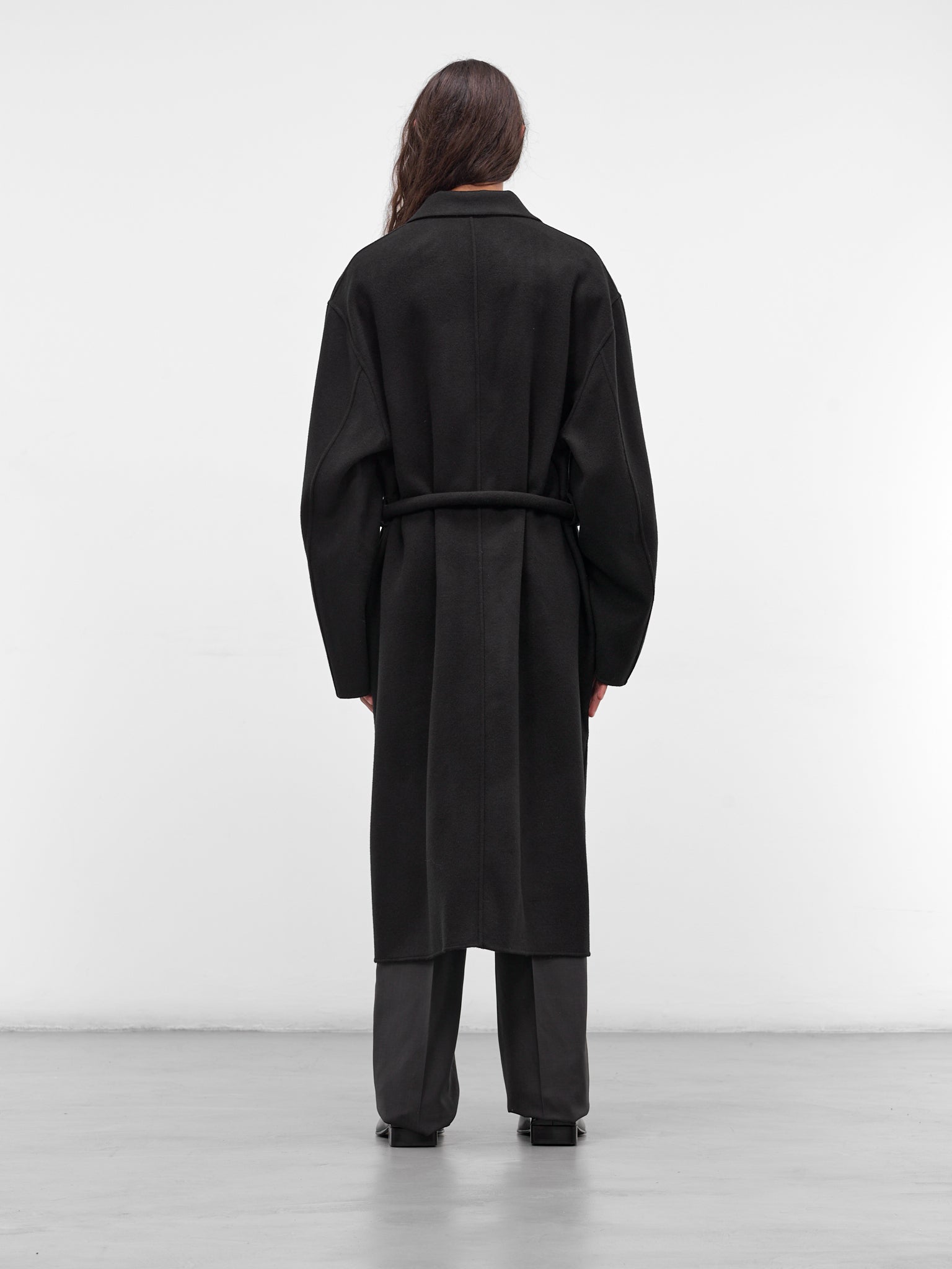 Black Wool-Cashmere Belted Coat (ST-1212-BLACK)