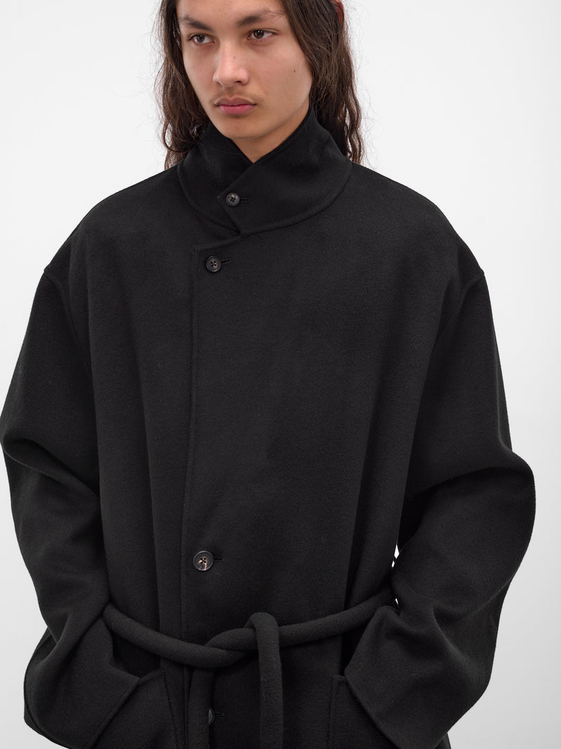 Black Wool-Cashmere Belted Coat (ST-1212-BLACK)