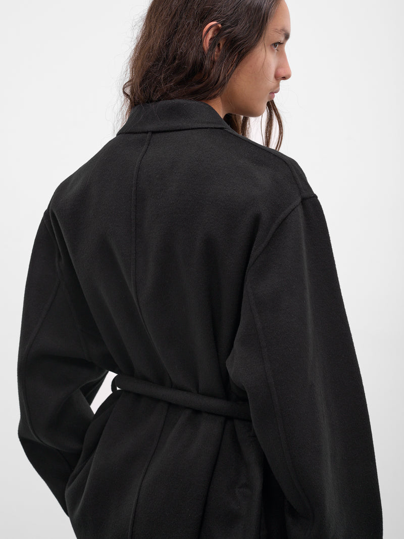 Black Wool-Cashmere Belted Blazer (ST-1213-BLACK)