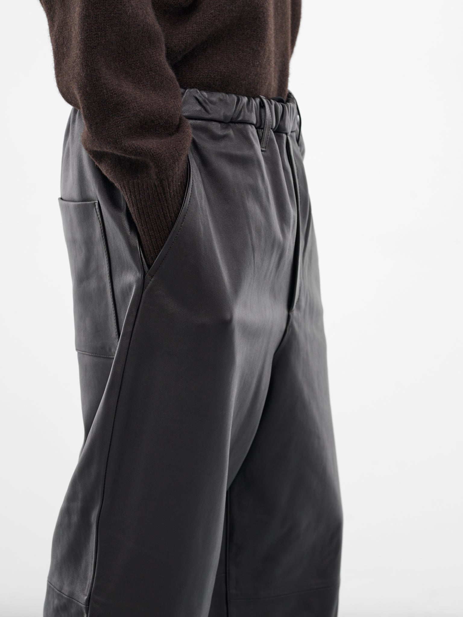 Brown Sheep Leather Relaxed Trousers (ST-1221-G-BROWN)