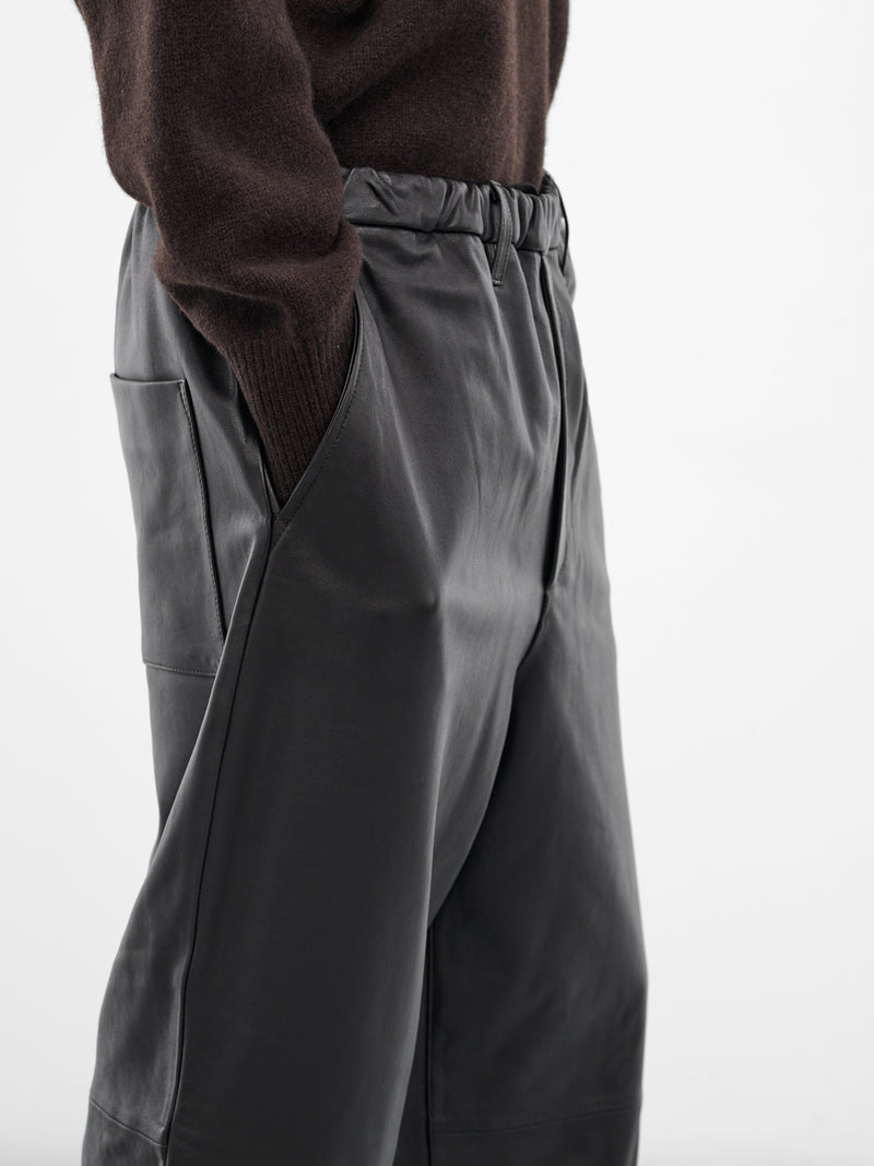 Brown Sheep Leather Relaxed Trousers (ST-1221-G-BROWN)
