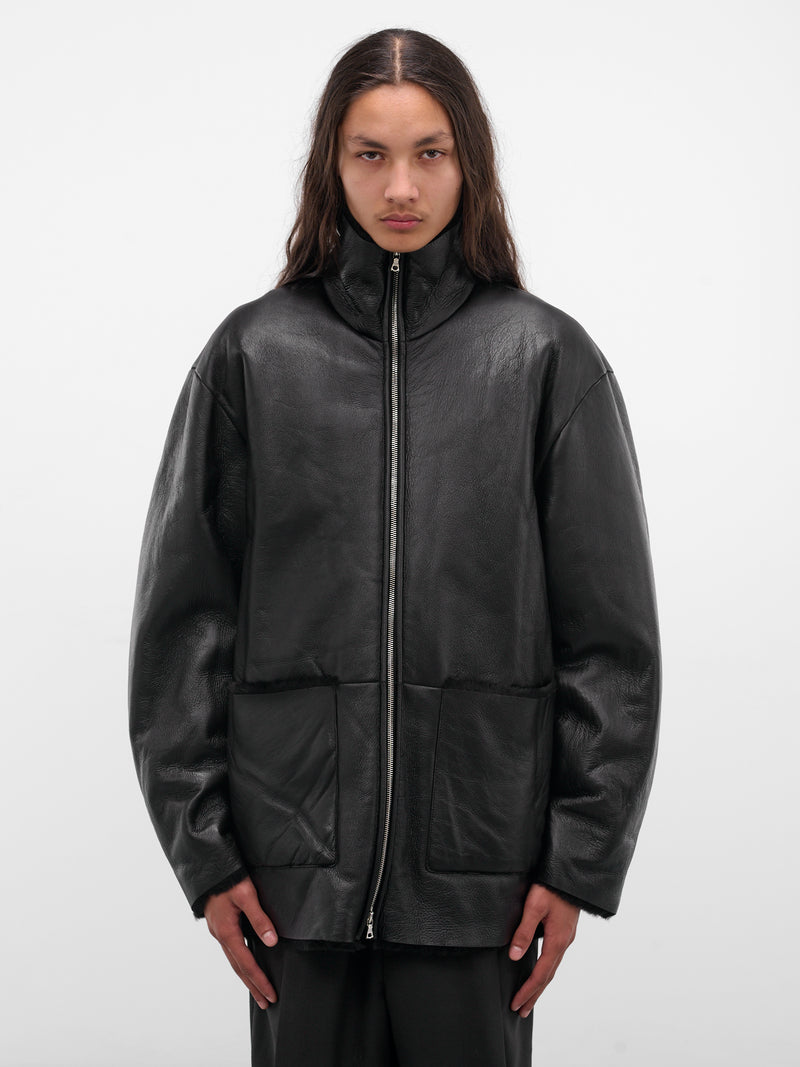 Black Sheep Leather Shearling Jacket (ST-1222-BLACK)