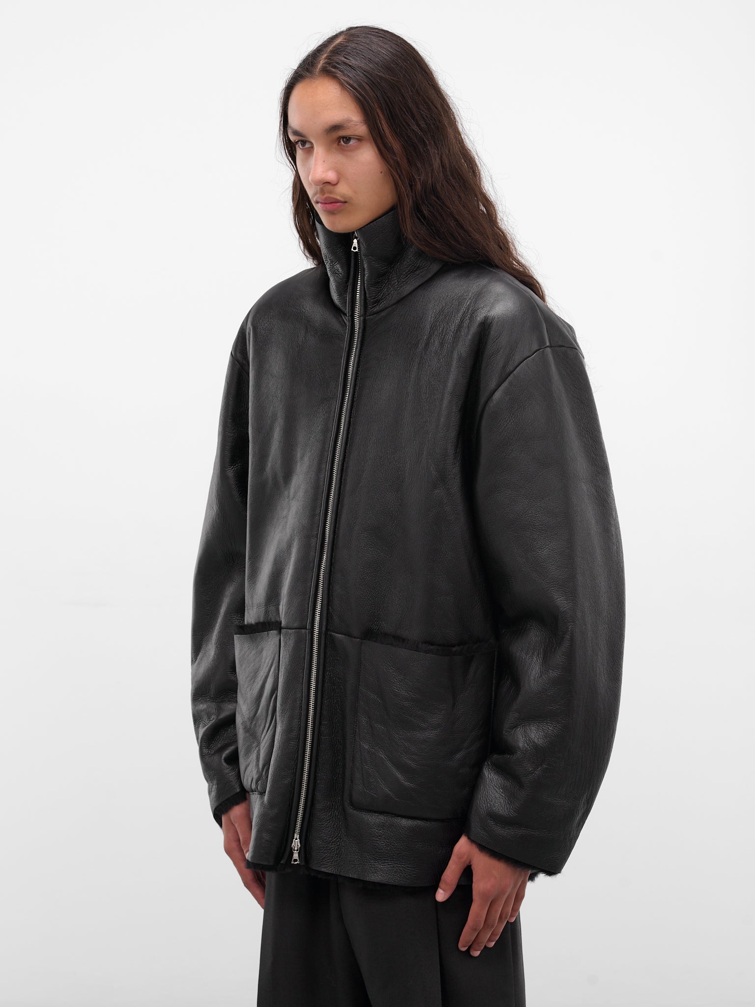 Black Sheep Leather Shearling Jacket (ST-1222-BLACK)