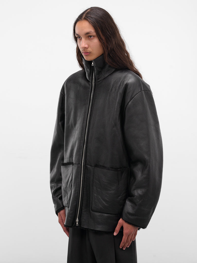 Black Sheep Leather Shearling Jacket (ST-1222-BLACK)