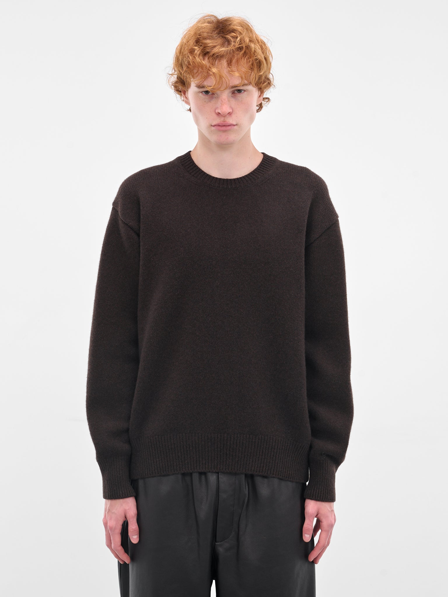 Brown Relaxed Wool Sweater (ST-1289-D-BROWN)