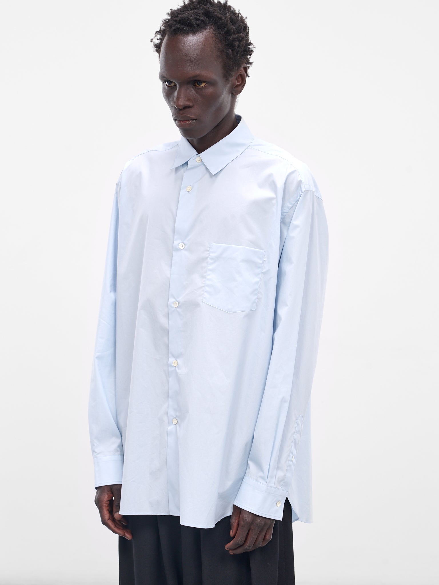 Blue Suvin Oversized Button-Up Shirt (ST-1319-BLUE)