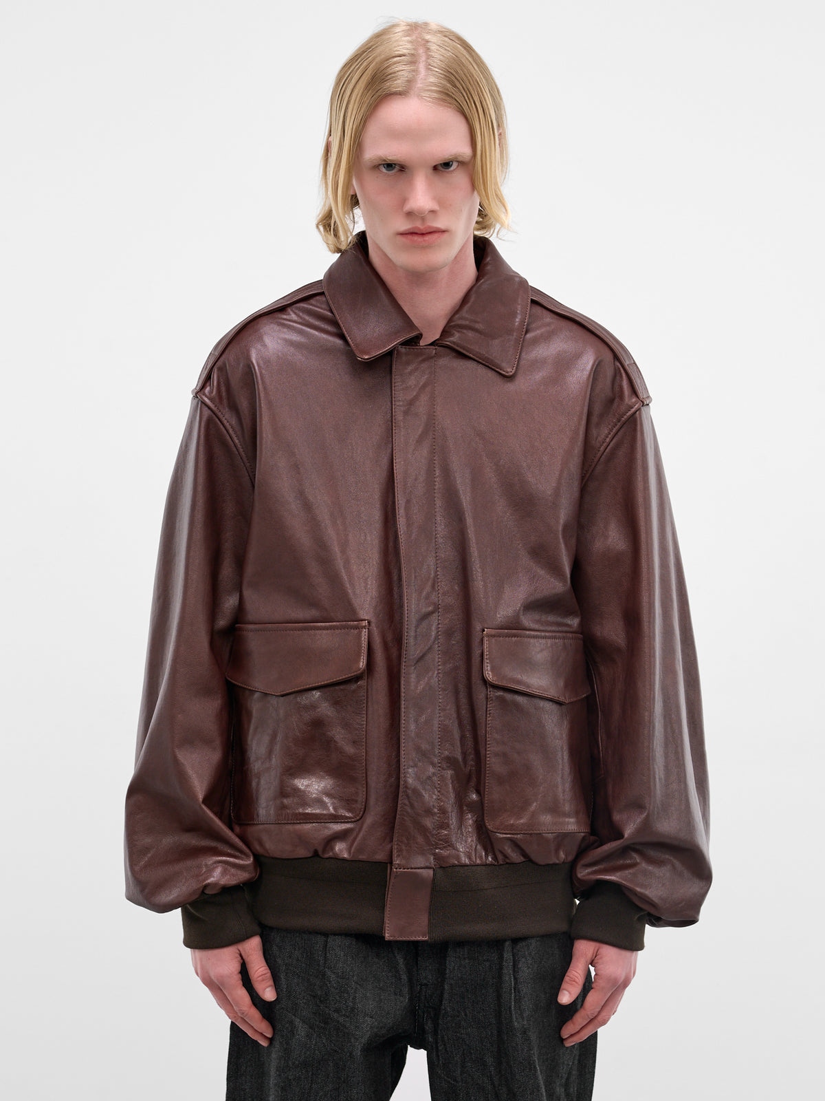 Brown Leather A2 Bomber Jacket (ST-1381-BROWN)