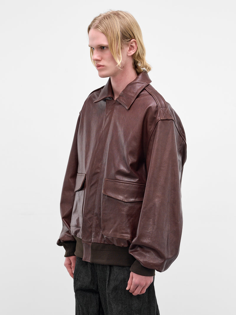 Brown Leather A2 Bomber Jacket (ST-1381-BROWN)