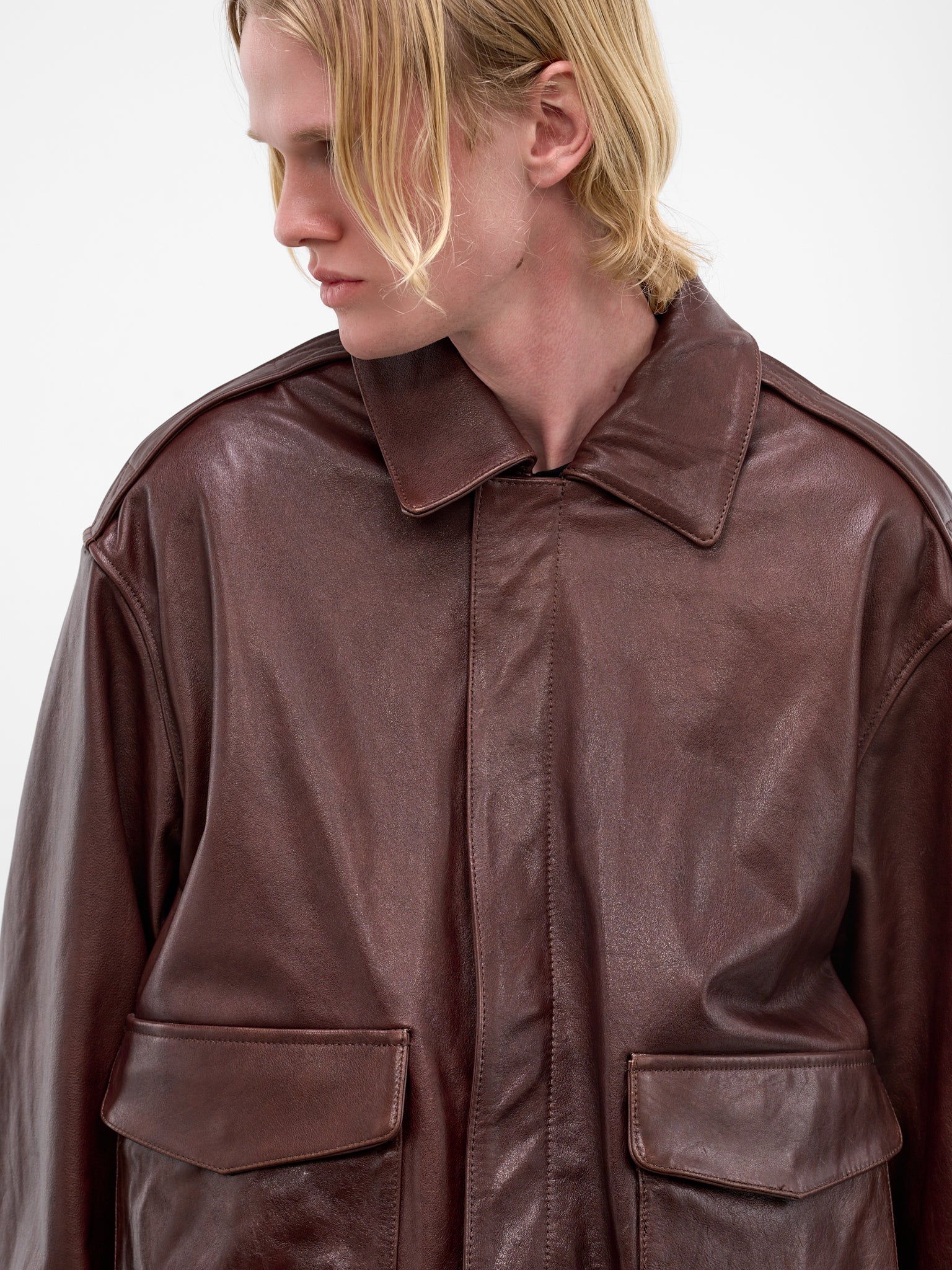 Brown Leather A2 Bomber Jacket (ST-1381-BROWN)