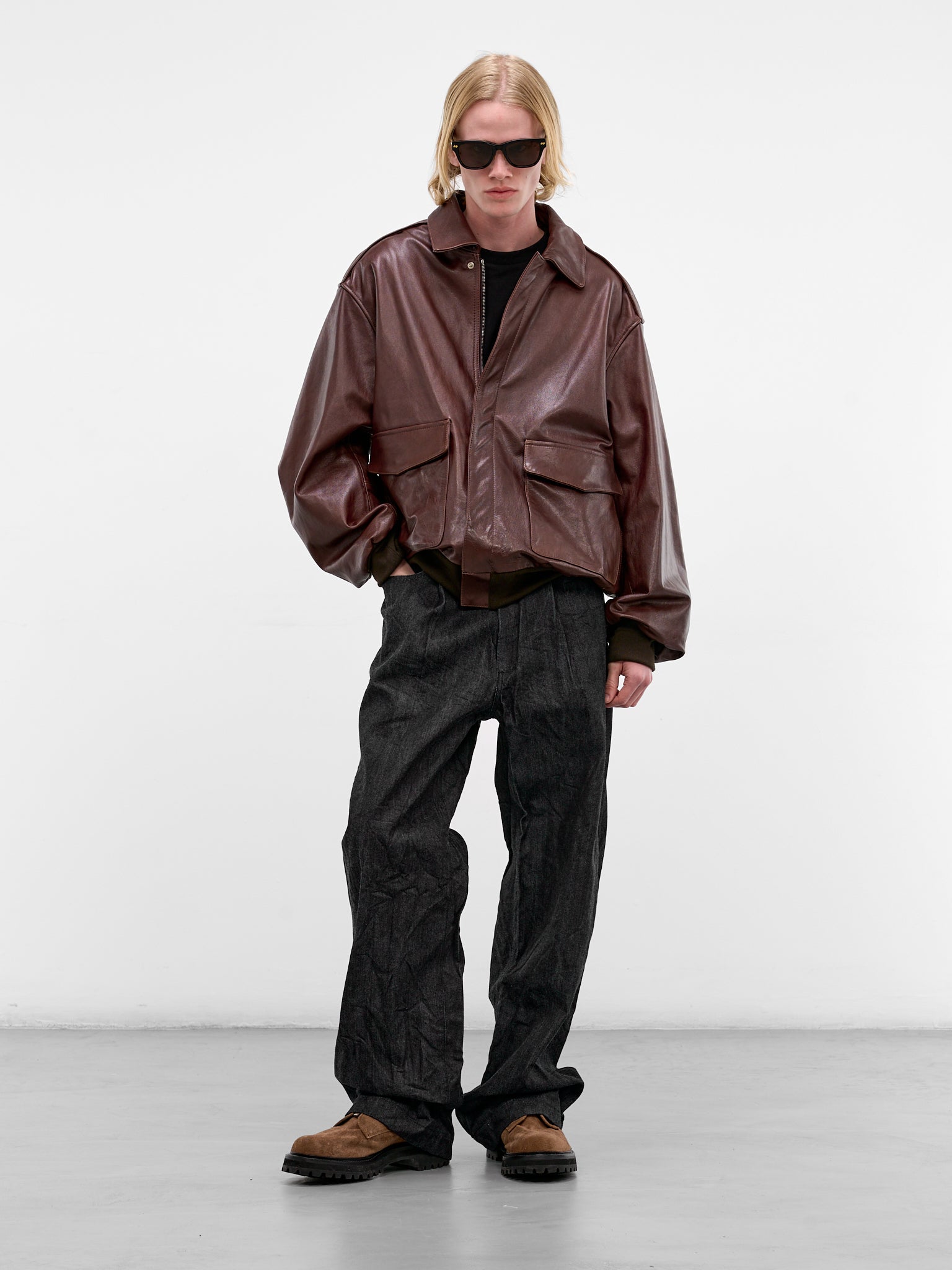 Brown Leather A2 Bomber Jacket (ST-1381-BROWN)