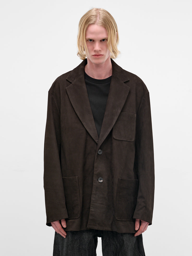 Brown Suede Leather Blazer (ST-1383-DARK-BROWN)