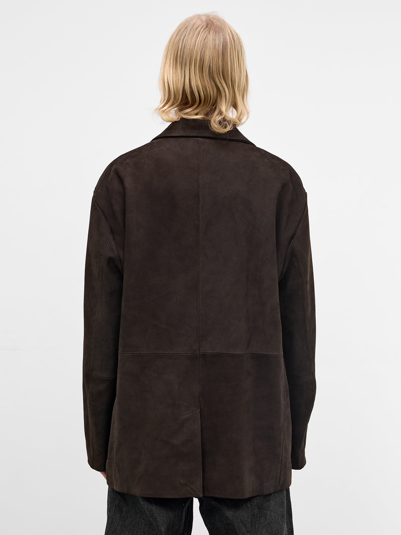 Brown Suede Leather Blazer (ST-1383-DARK-BROWN)