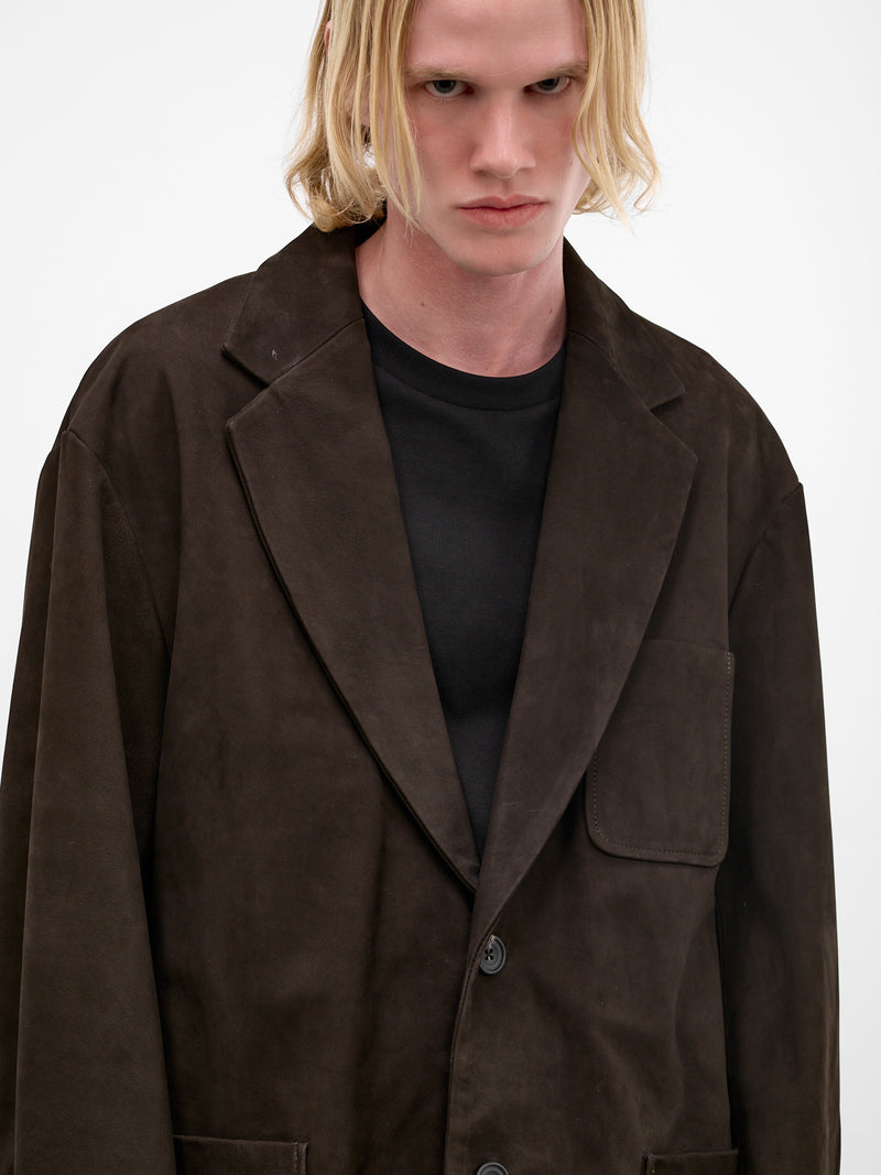 Brown Suede Leather Blazer (ST-1383-DARK-BROWN)