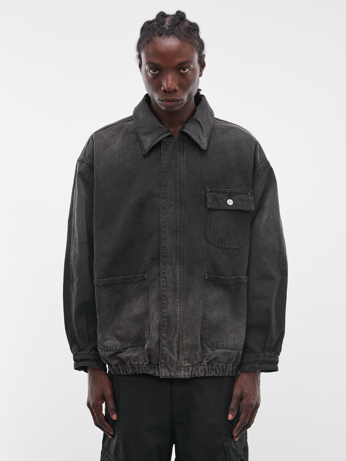 Black Faded Cotton Workwear Jacket (ST-1387-BLACK)