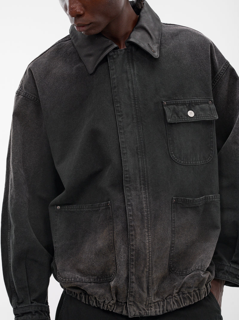 Black Faded Cotton Workwear Jacket (ST-1387-BLACK)