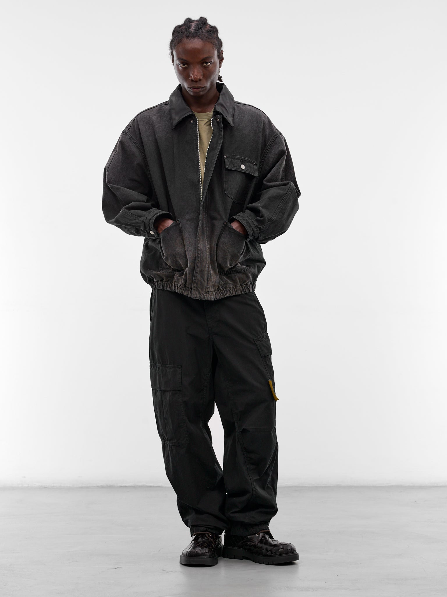 Black Faded Cotton Workwear Jacket (ST-1387-BLACK)