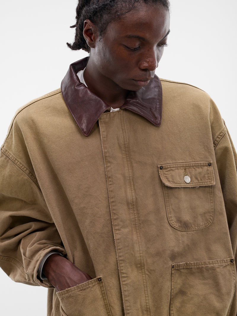 Khaki Faded Cotton Workwear Jacket (ST-1387-KHAKI-BEIGE)
