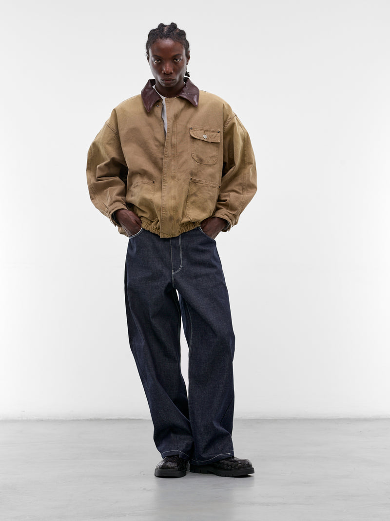 Khaki Faded Cotton Workwear Jacket (ST-1387-KHAKI-BEIGE)