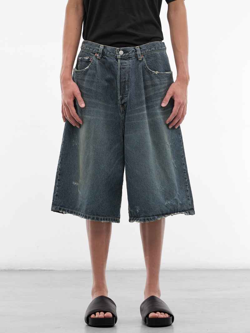 Indigo Denim Distressed Baggy Shorts (ST-1393-INDIGO)