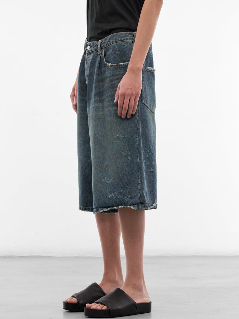 Indigo Denim Distressed Baggy Shorts (ST-1393-INDIGO)