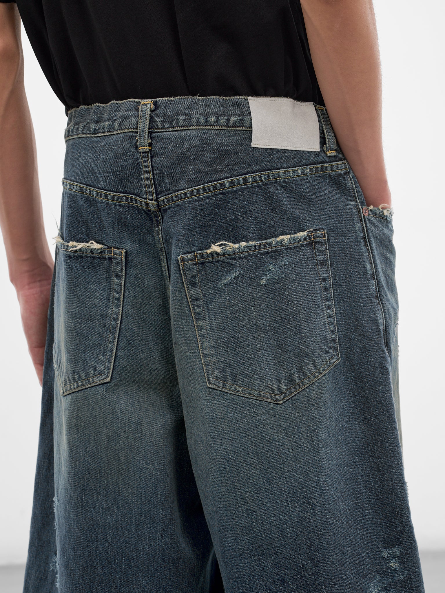 Indigo Denim Distressed Baggy Shorts (ST-1393-INDIGO)