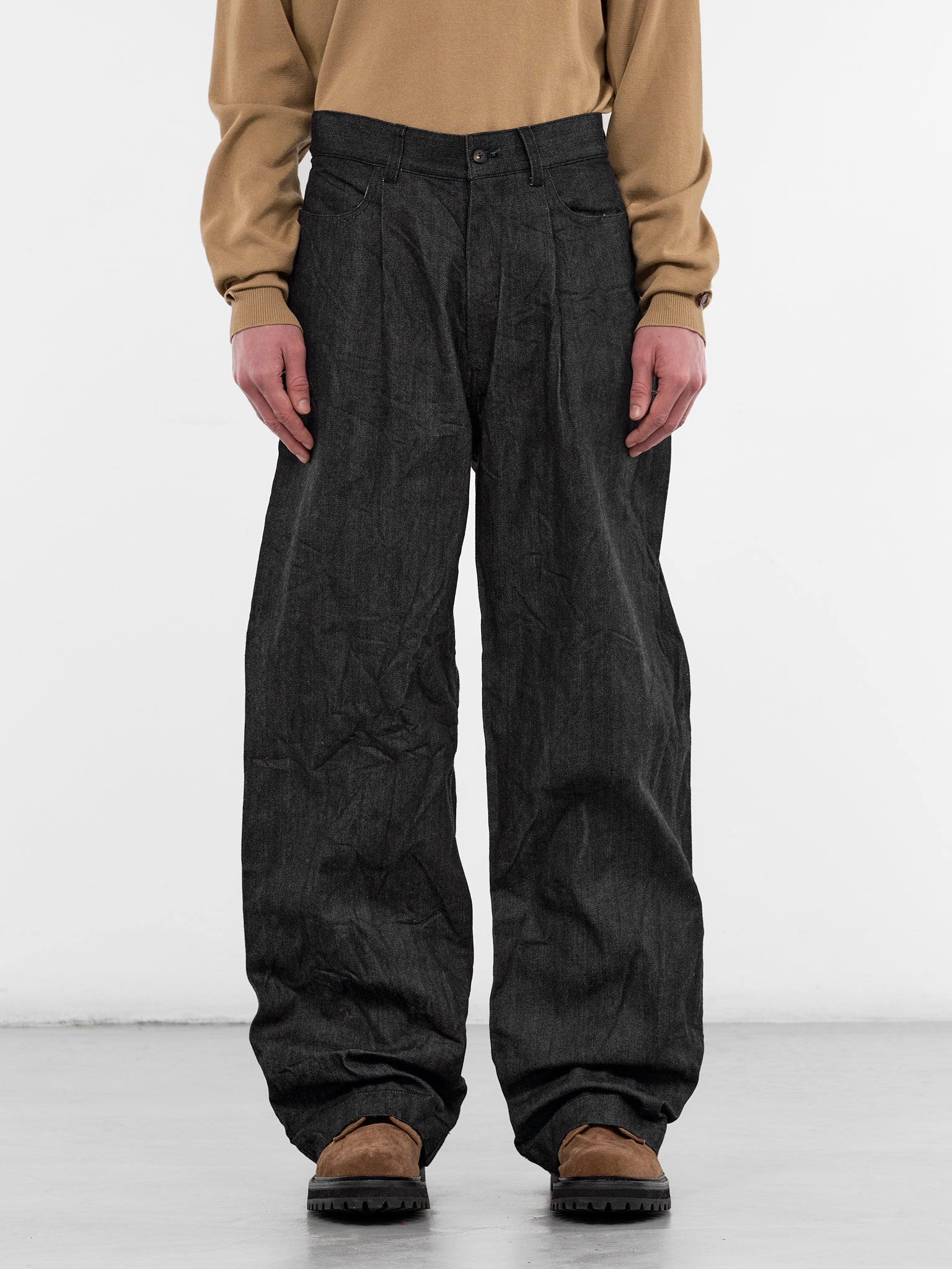 Indigo Denim Pleated Baggy Trousers (ST-1400-INDIGO)