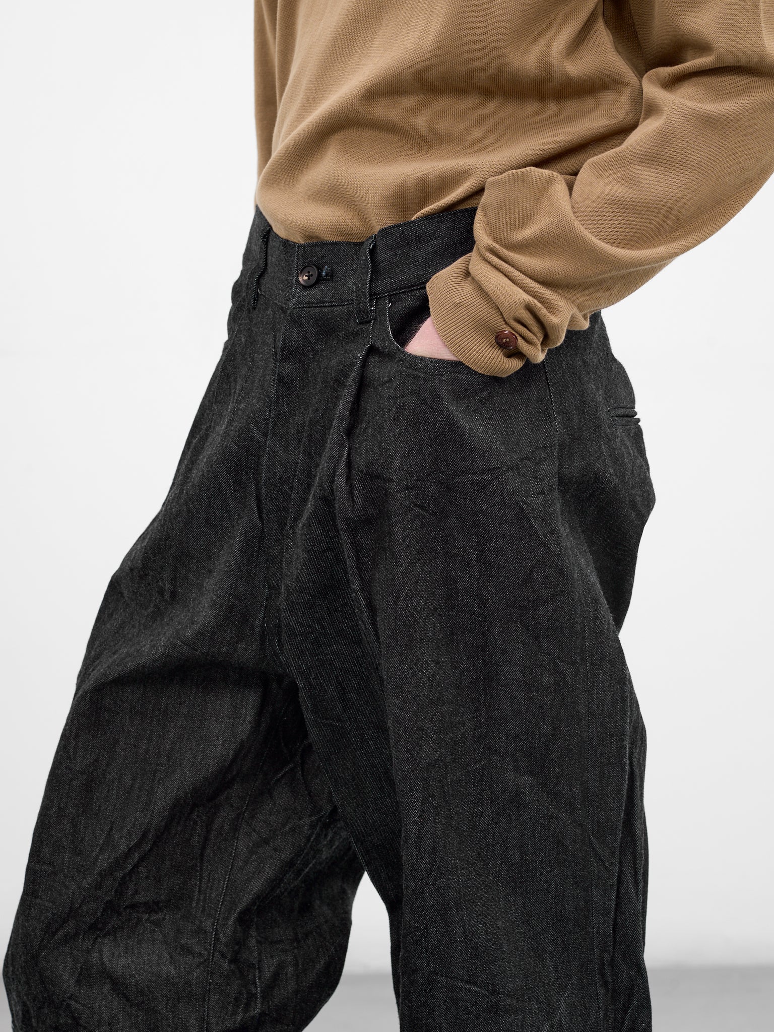 Indigo Denim Pleated Baggy Trousers (ST-1400-INDIGO)