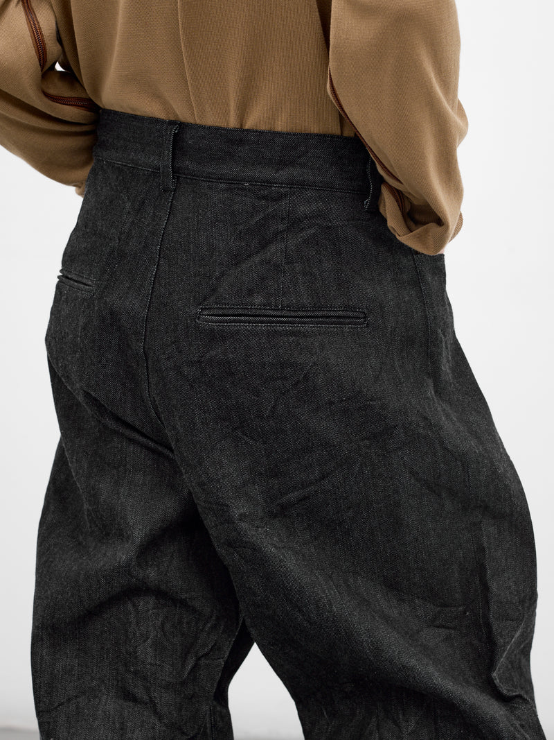 Indigo Denim Pleated Baggy Trousers (ST-1400-INDIGO)