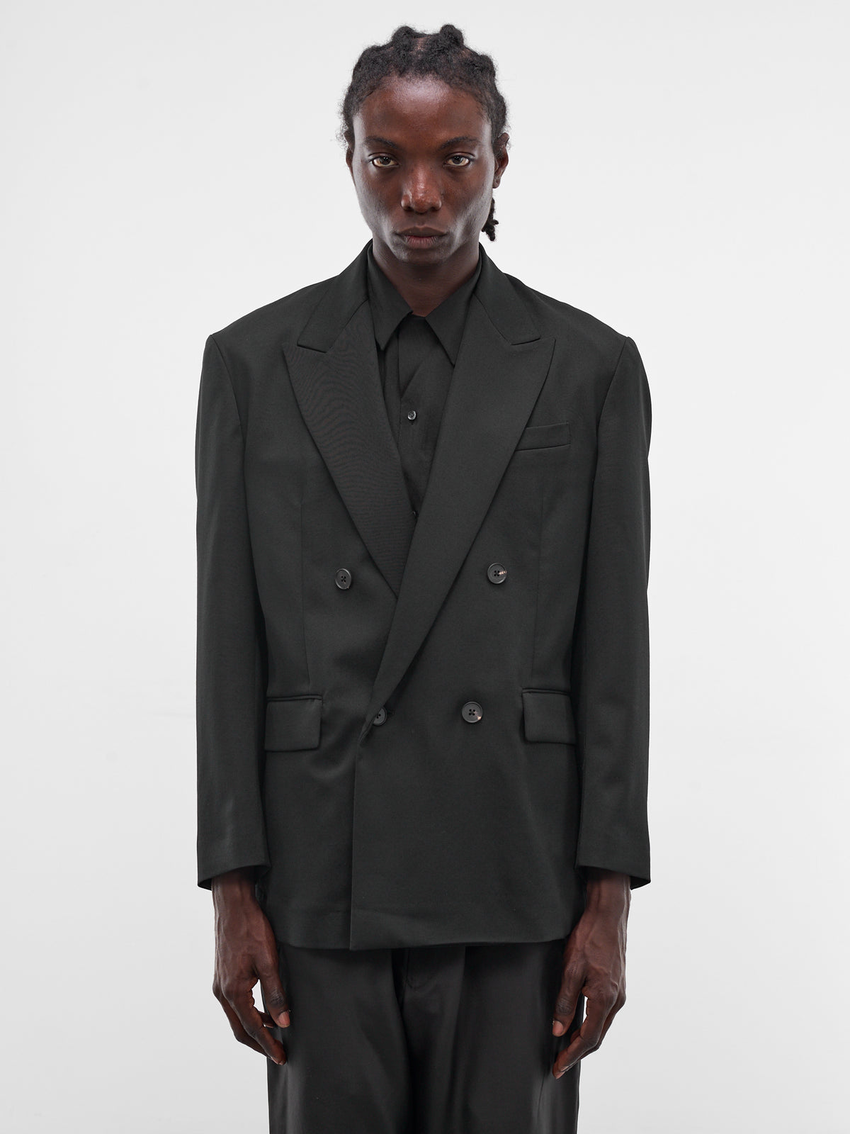 Black Double-Breasted Wool Blazer (ST-1414-BLACK)