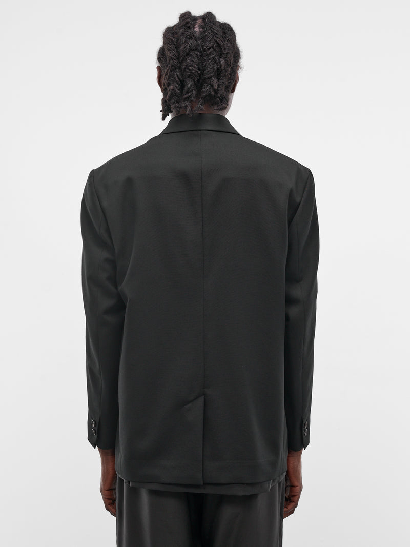 Black Double-Breasted Wool Blazer (ST-1414-BLACK)