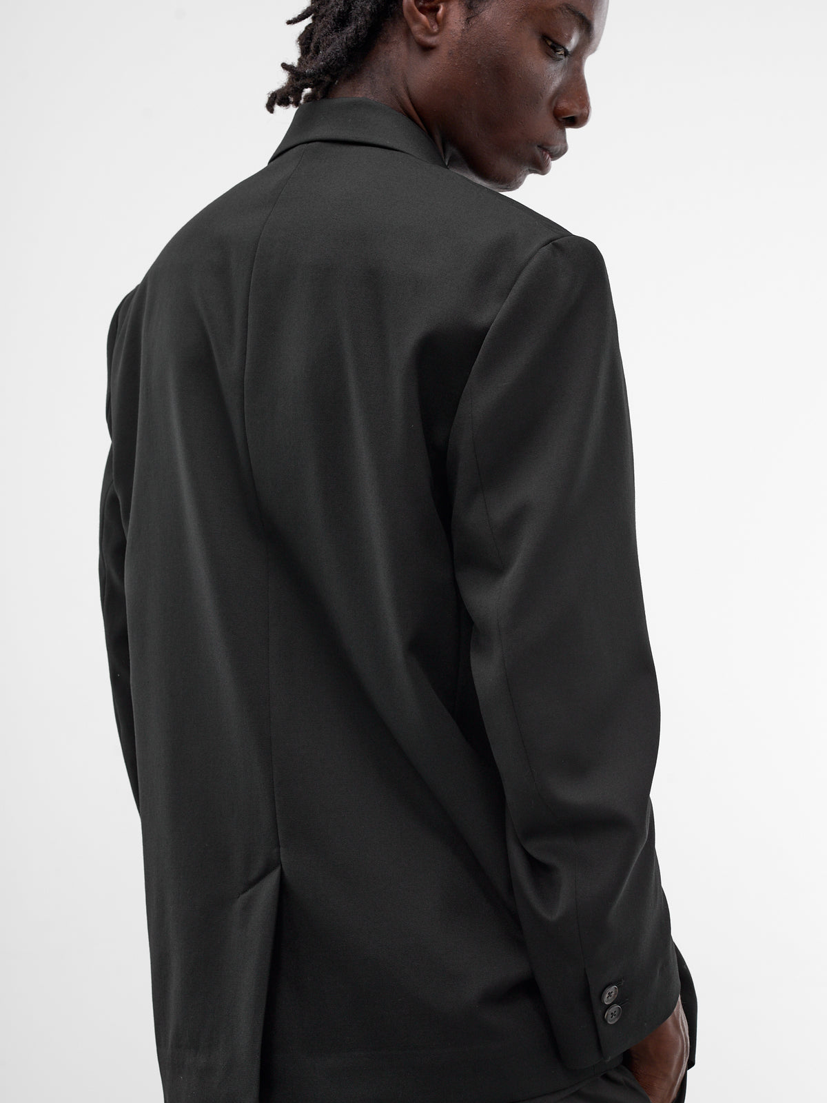 Black Double-Breasted Wool Blazer (ST-1414-BLACK)