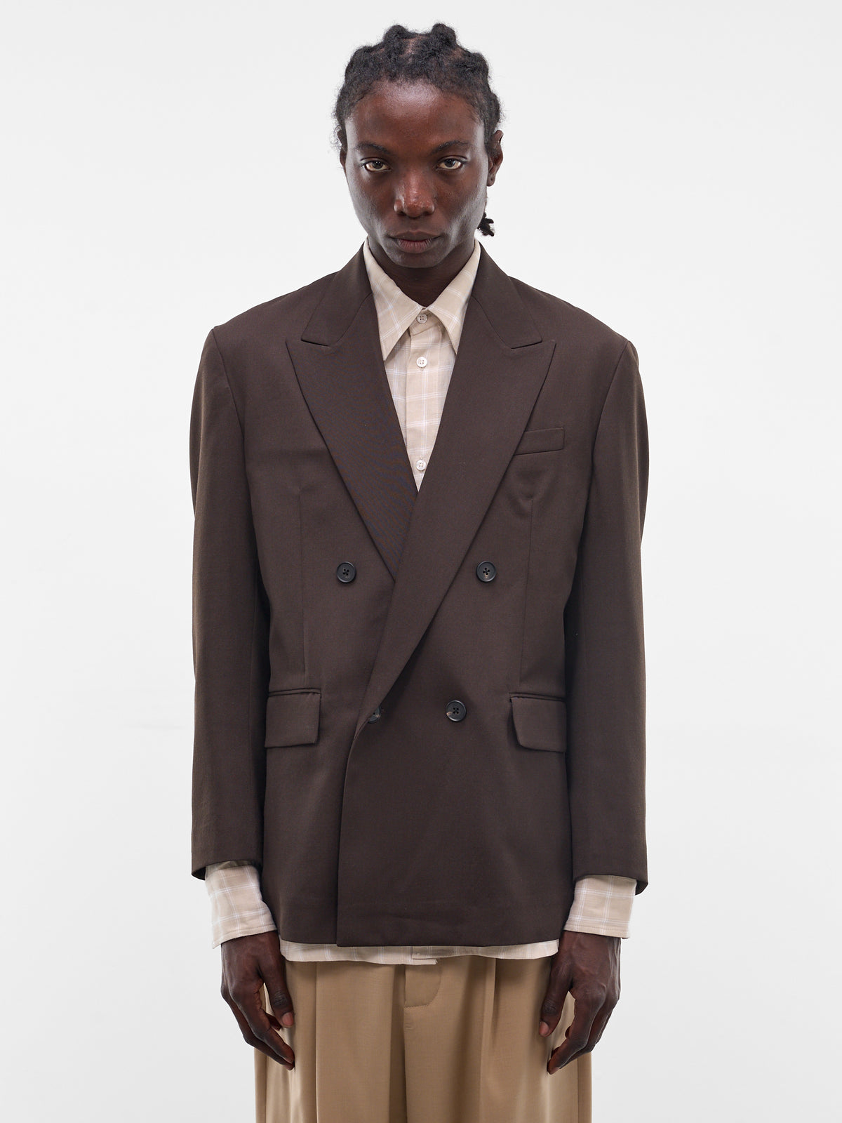 Khaki Double-Breasted Wool Blazer (ST-1414-MILITARY-KHAKI)