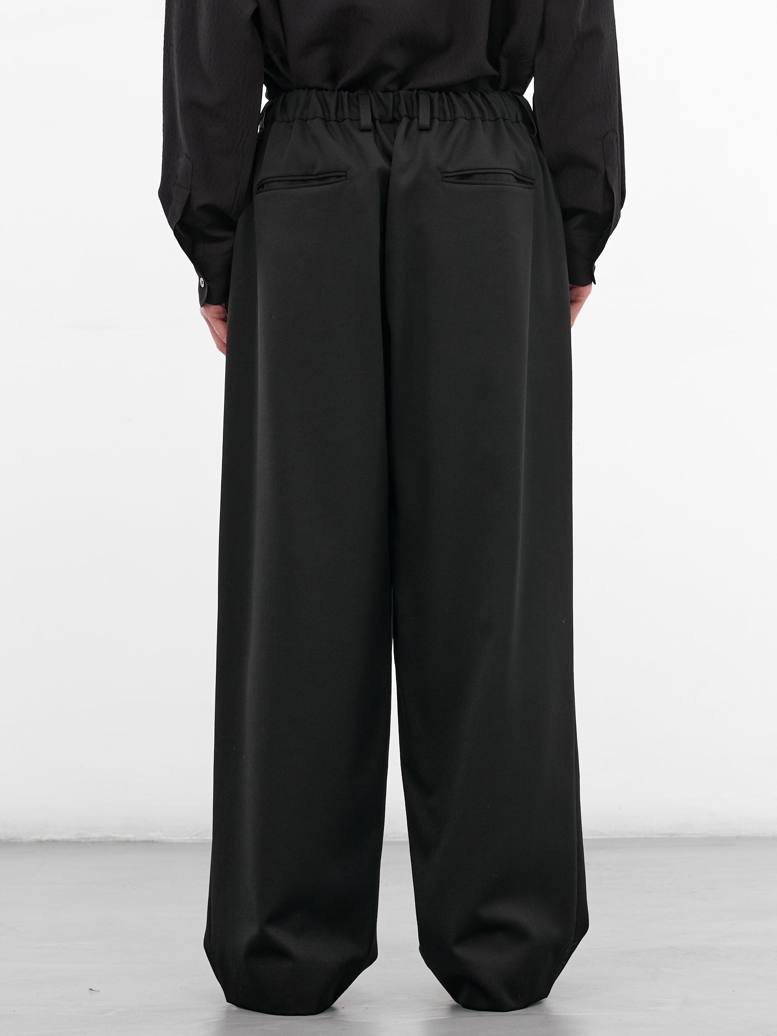 Black Pleated Wool Wide Trousers (ST-1428-BLACK)