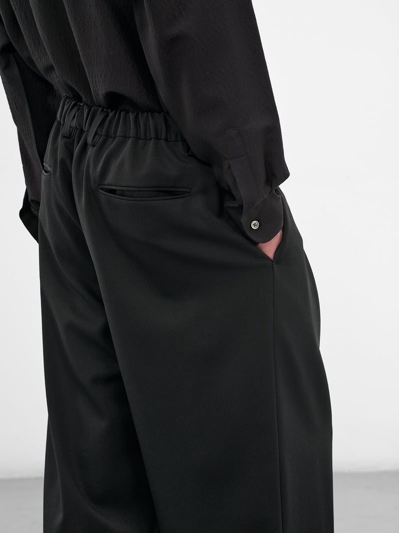 Black Pleated Wool Wide Trousers (ST-1428-BLACK)