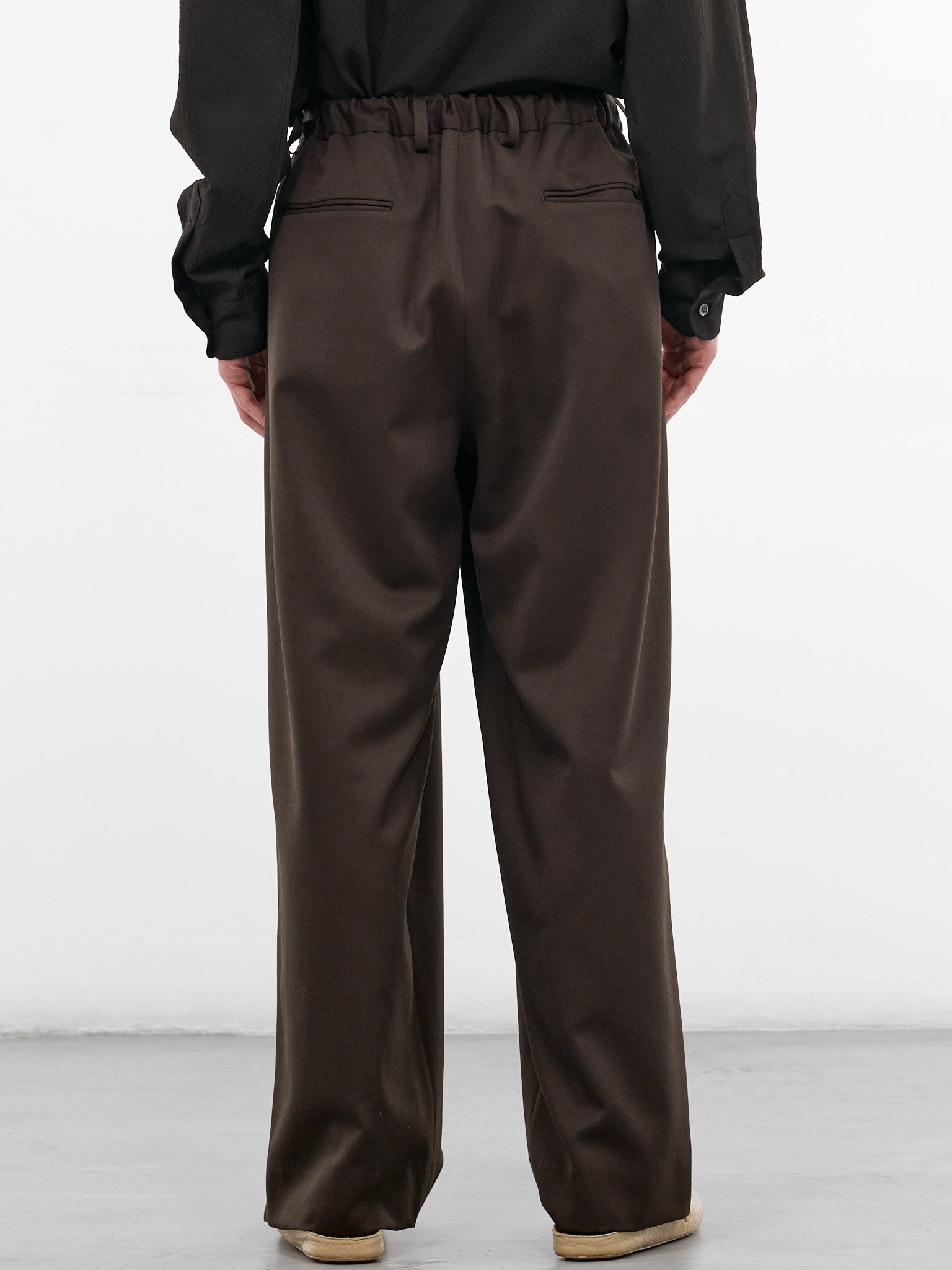Khaki Pleated Wool Wide Trousers (ST-1428-MILITARY-KHAKI)