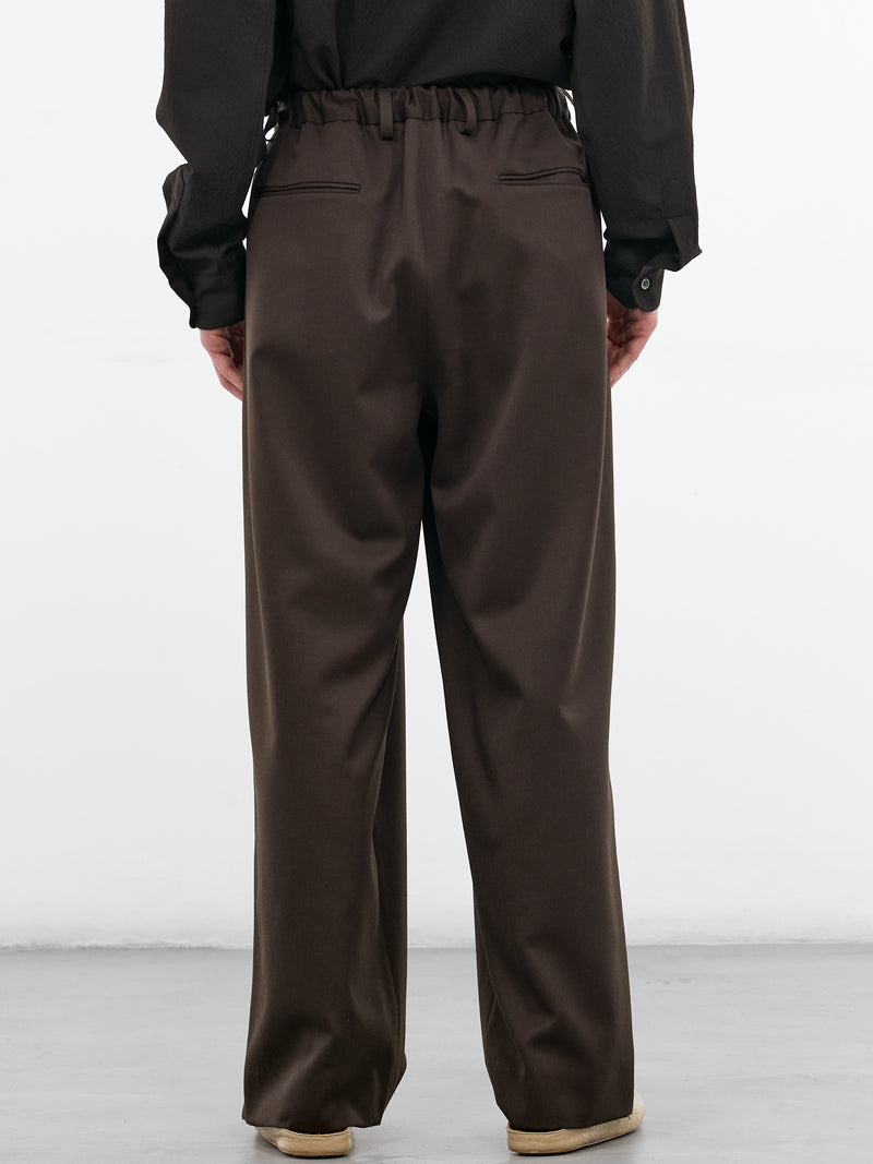 Khaki Pleated Wool Wide Trousers (ST-1428-MILITARY-KHAKI)