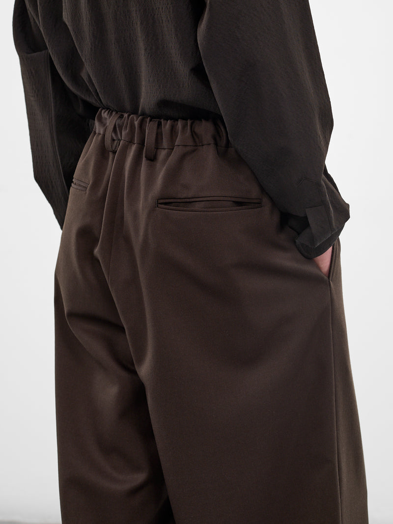 Khaki Pleated Wool Wide Trousers (ST-1428-MILITARY-KHAKI)