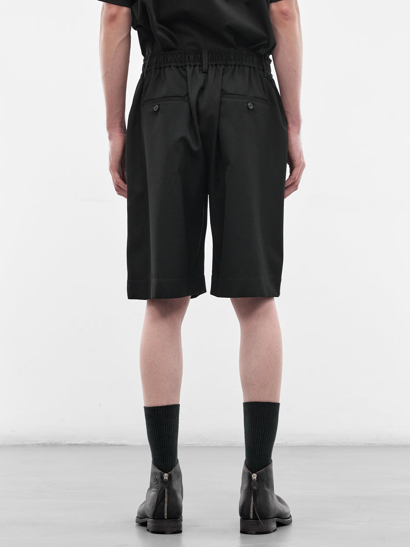 Black Elasticated Waist Wool Shorts (ST-1435-BLACK)