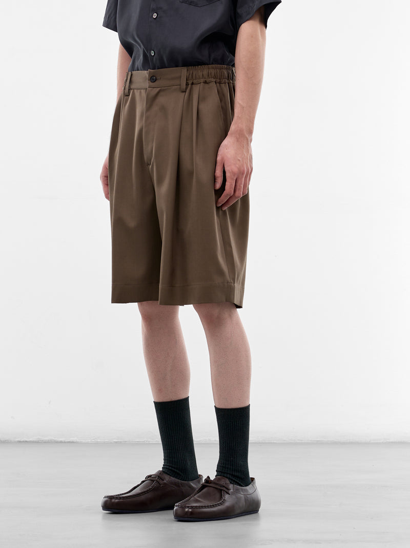 Beige Elasticated Waist Wool Shorts (ST-1435-DARK-BEIGE)