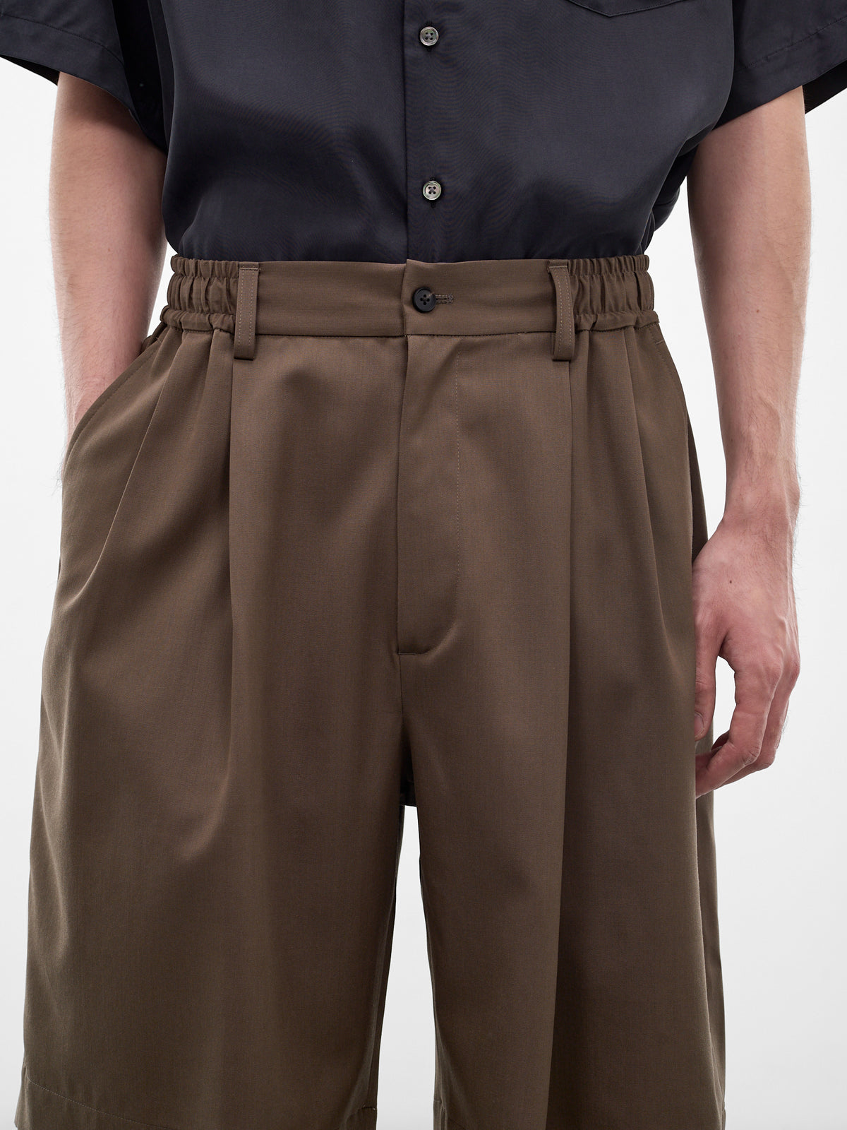 Beige Elasticated Waist Wool Shorts (ST-1435-DARK-BEIGE)