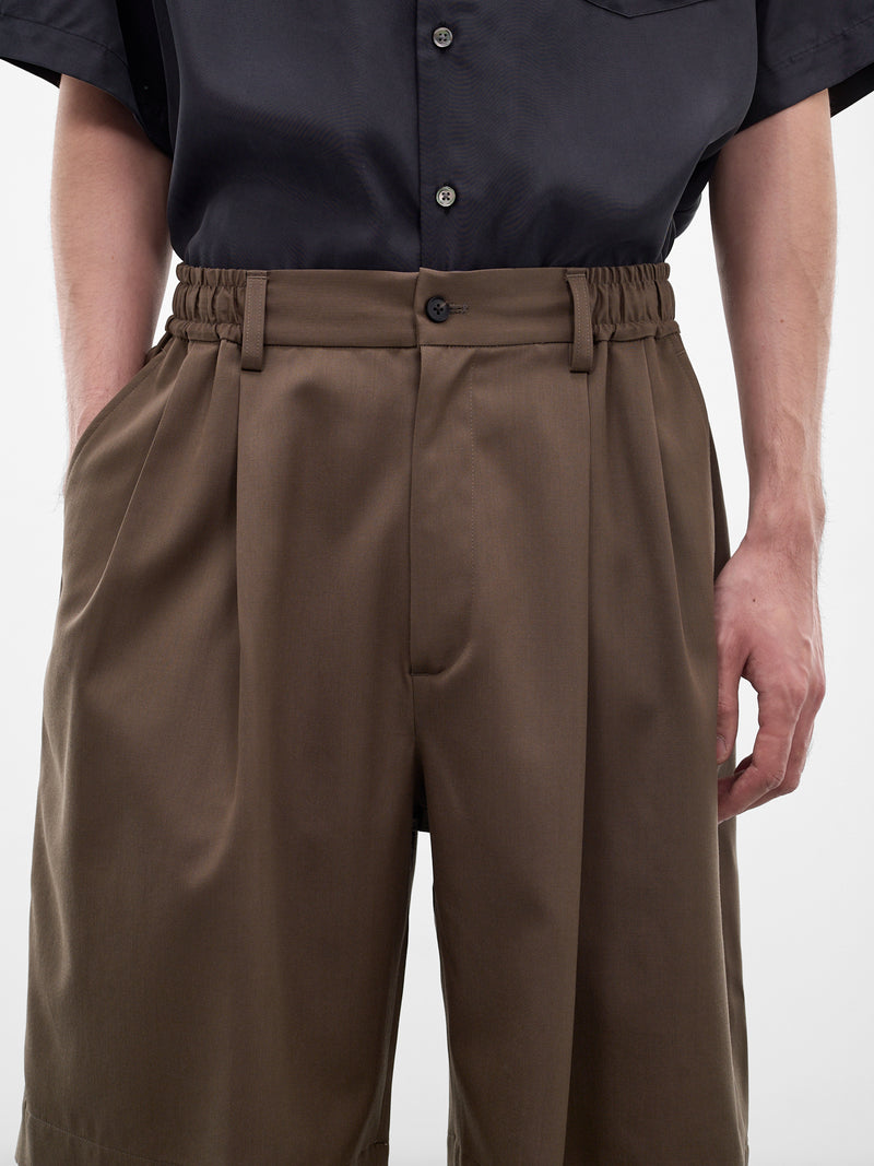 Beige Elasticated Waist Wool Shorts (ST-1435-DARK-BEIGE)