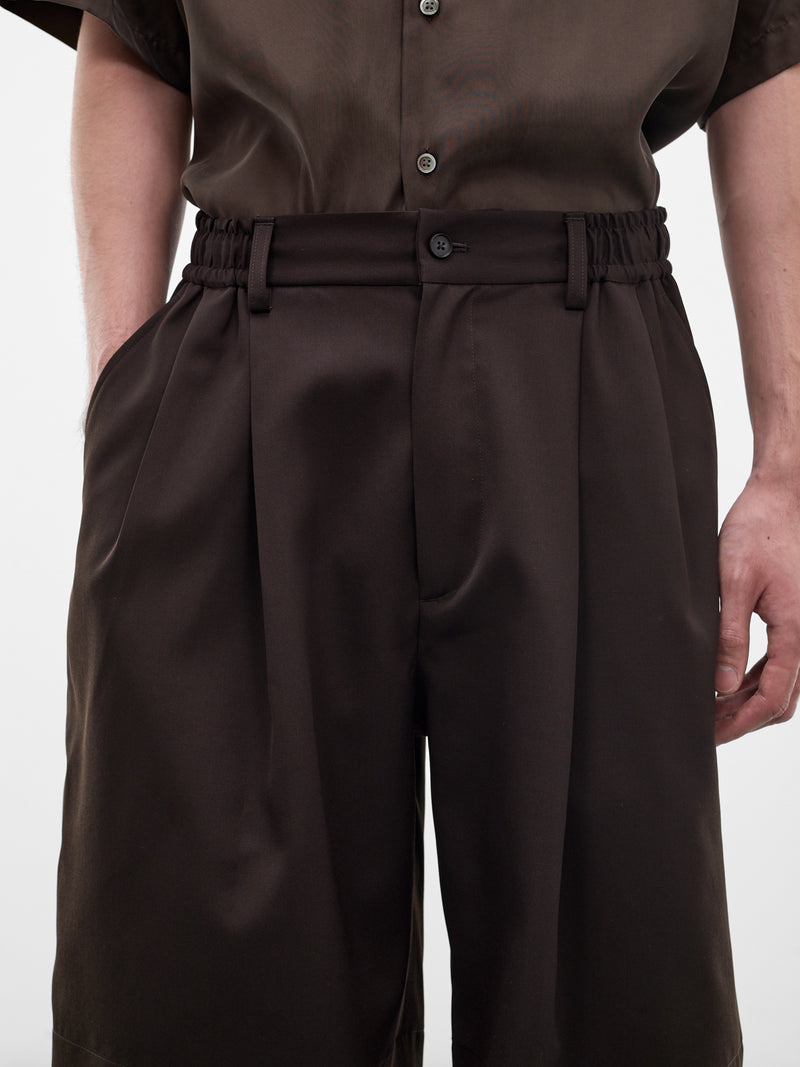 Brown Elasticated Waist Wool Shorts (ST-1435-DARK-BROWN)